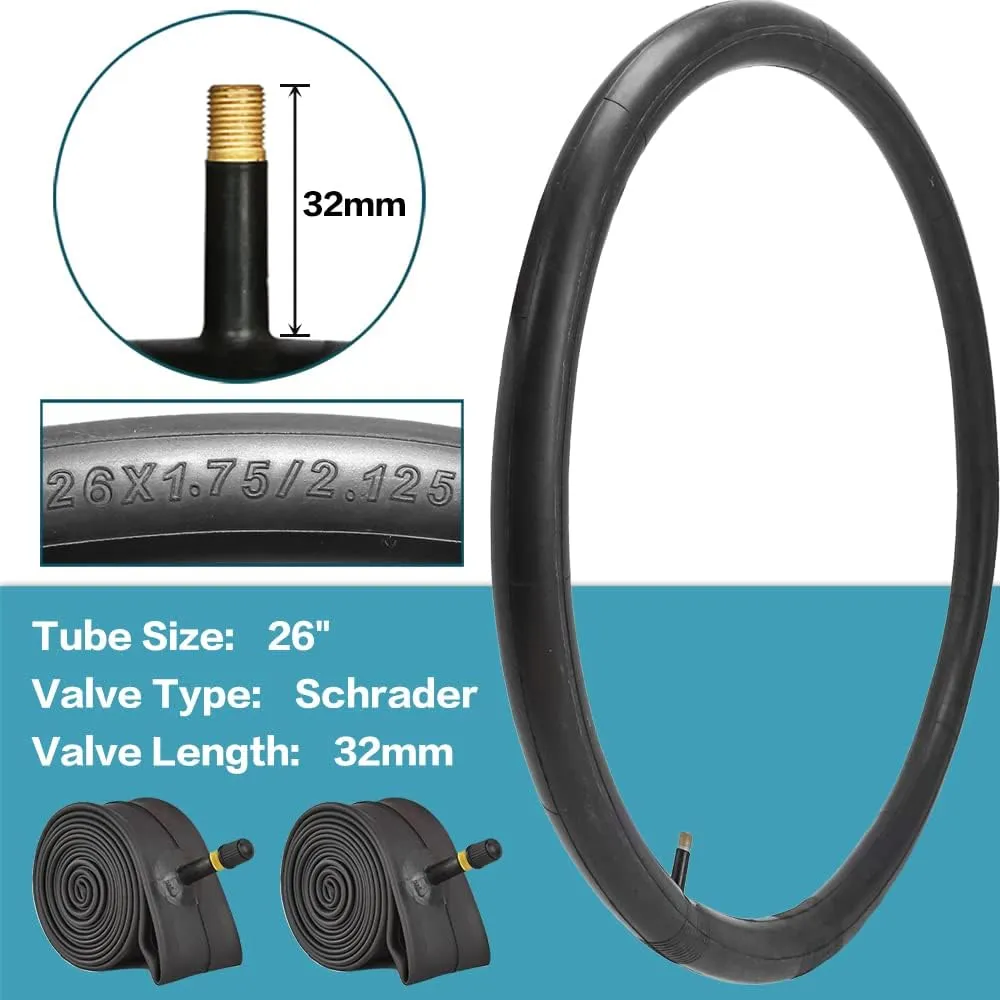 2 Pack 24"/26"x1.95" 26"x2.1" 20"x2.125" 27.5"x2.125" Inch Bike Tire Folding Bead Replacement Tire Double Packing for Mountain Bicycle Tire with or Without Tubes and Levers