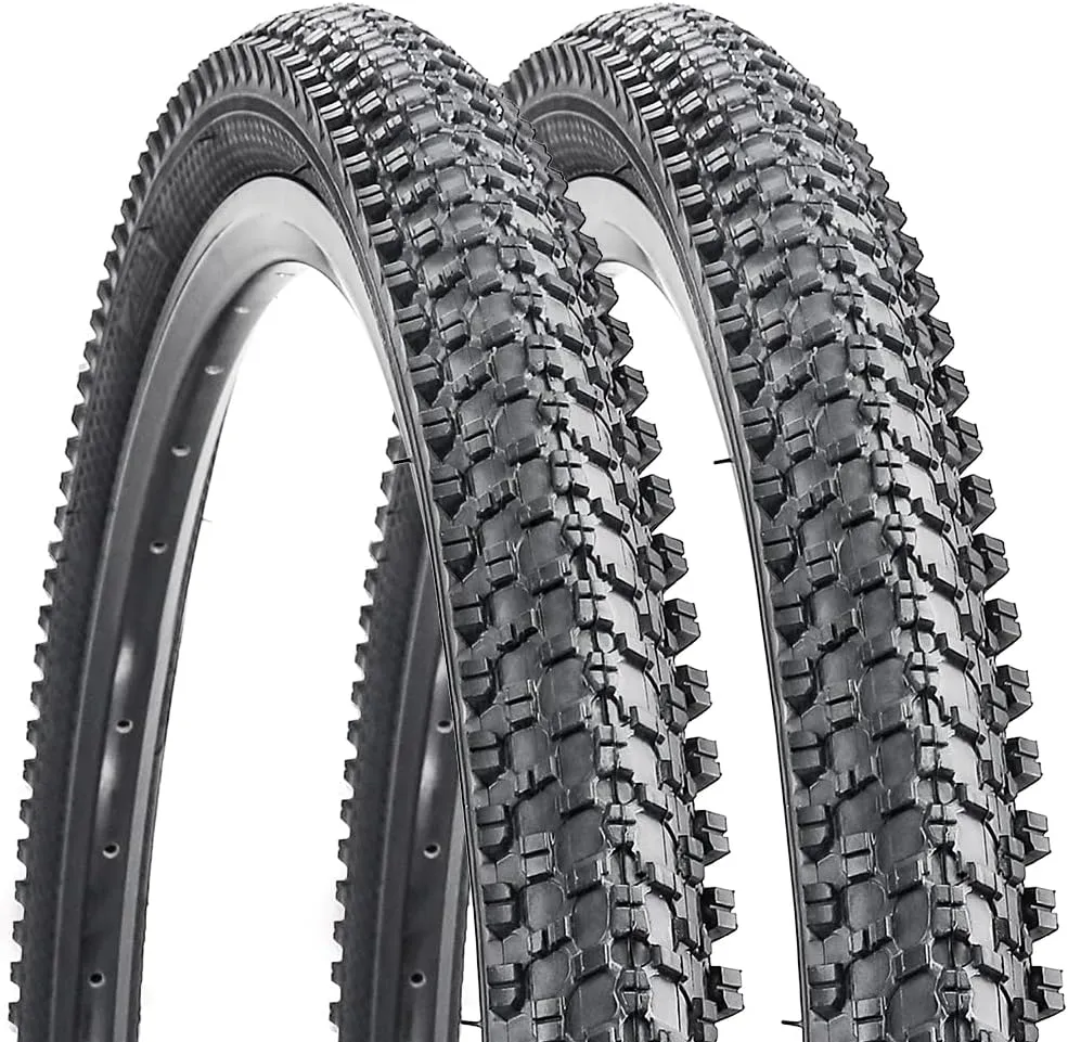 2 Pack 24"/26"x1.95" 26"x2.1" 20"x2.125" 27.5"x2.125" Inch Bike Tire Folding Bead Replacement Tire Double Packing for Mountain Bicycle Tire with or Without Tubes and Levers