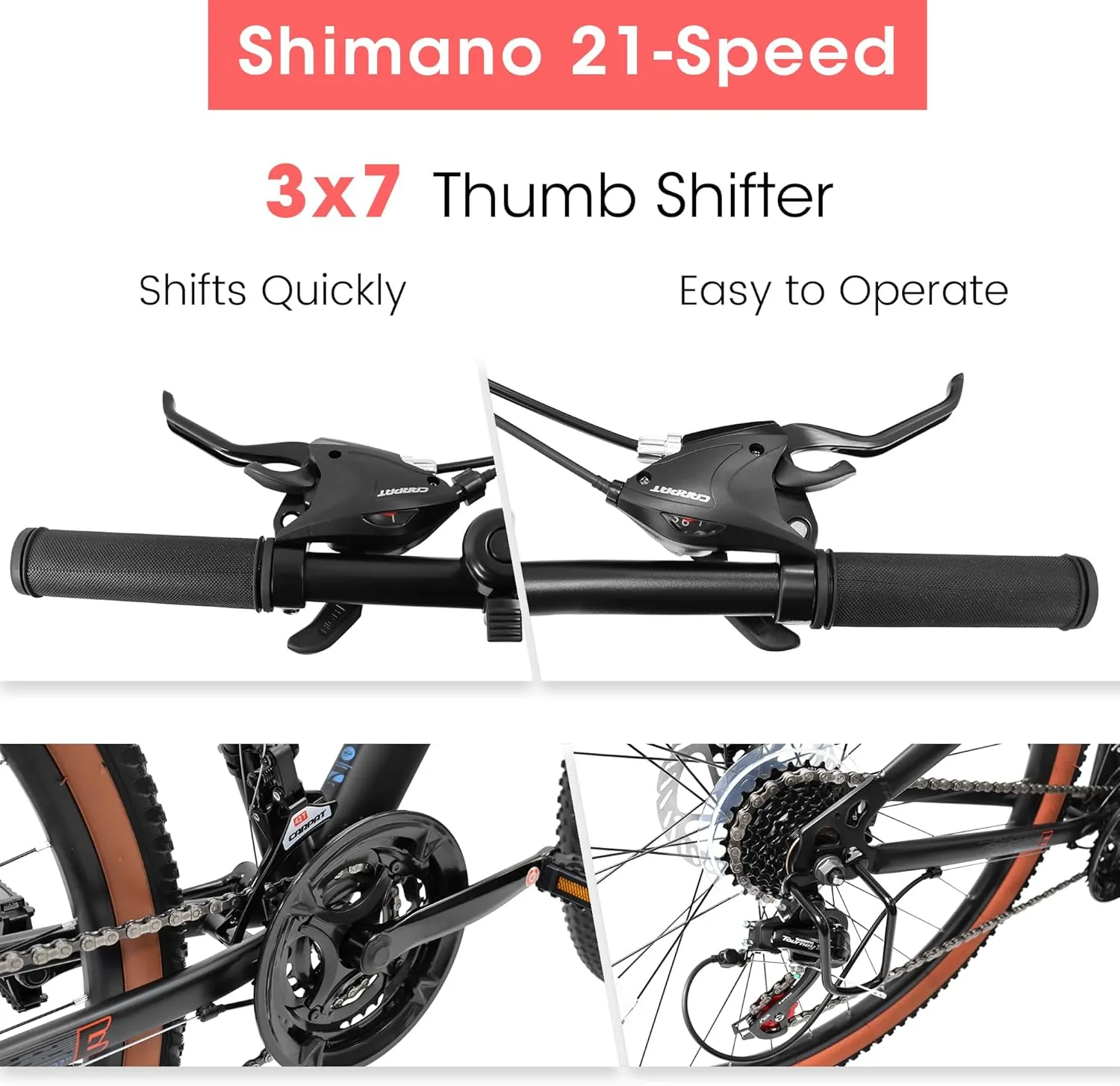 24/26/27.5 Inch, Dual Full Suspension Mountain Bike, 21 Speed Summer Travel, Mens Womens Outdoor Cycling Commuting City Bike to School Work, Birthday Gifts Bicycles