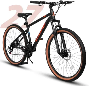 24/26/27.5 Inch, Dual Full Suspension Mountain Bike, 21 Speed Summer Travel, Mens Womens Outdoor Cycling Commuting City Bike to School Work, Birthday Gifts Bicycles
