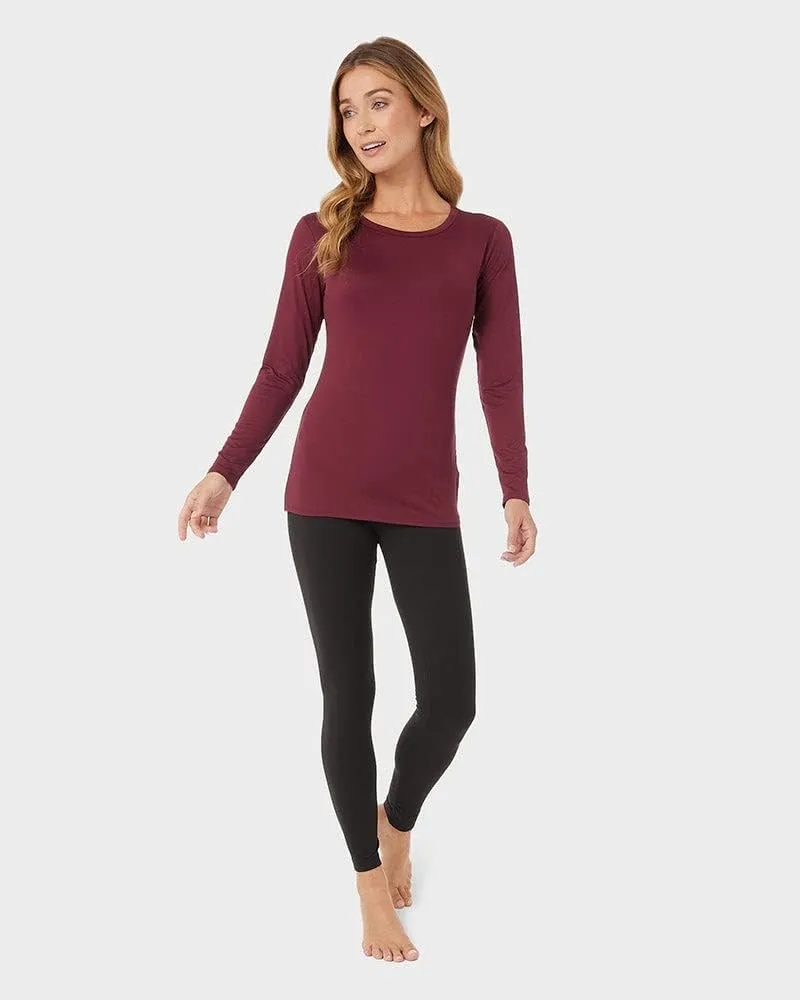 32 Degrees Women's Lightweight Baselayer Crew Top | Long Sleeve | Form Fitting | 4-Way Stretch | Thermal