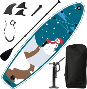 All-in-One Inflatable Paddle Board 9'9"x33"x5" Size Ideal for Beginner Paddlers Includes Necessary Accessories Antique Blue Green