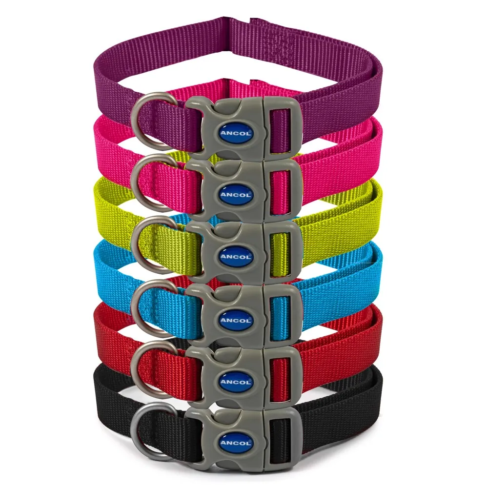 Ancol Viva Nylon Adjustable Collar Black 45-70cm Size 5-9