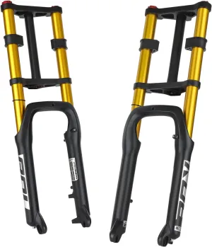 BOLANY Bike Suspension Fork 20inch 4.0 Tire Double Shoulder Snow Beach MTB Fat Fork | 135mm Travel | Straight Tube QR 9mm | 1-1/8inch Steerer