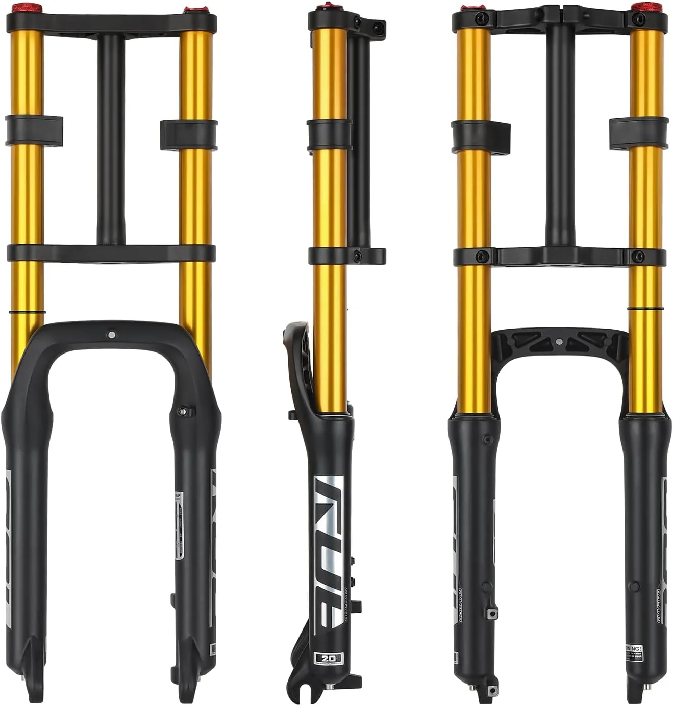 BOLANY Bike Suspension Fork 20inch 4.0 Tire Double Shoulder Snow Beach MTB Fat Fork | 135mm Travel | Straight Tube QR 9mm | 1-1/8inch Steerer