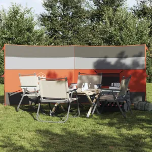 Camping Windbreak Grey and Orange 340x130 cm Waterproof