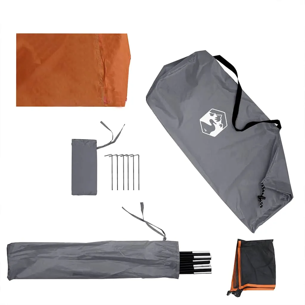 Camping Windbreak Grey and Orange 340x130 cm Waterproof
