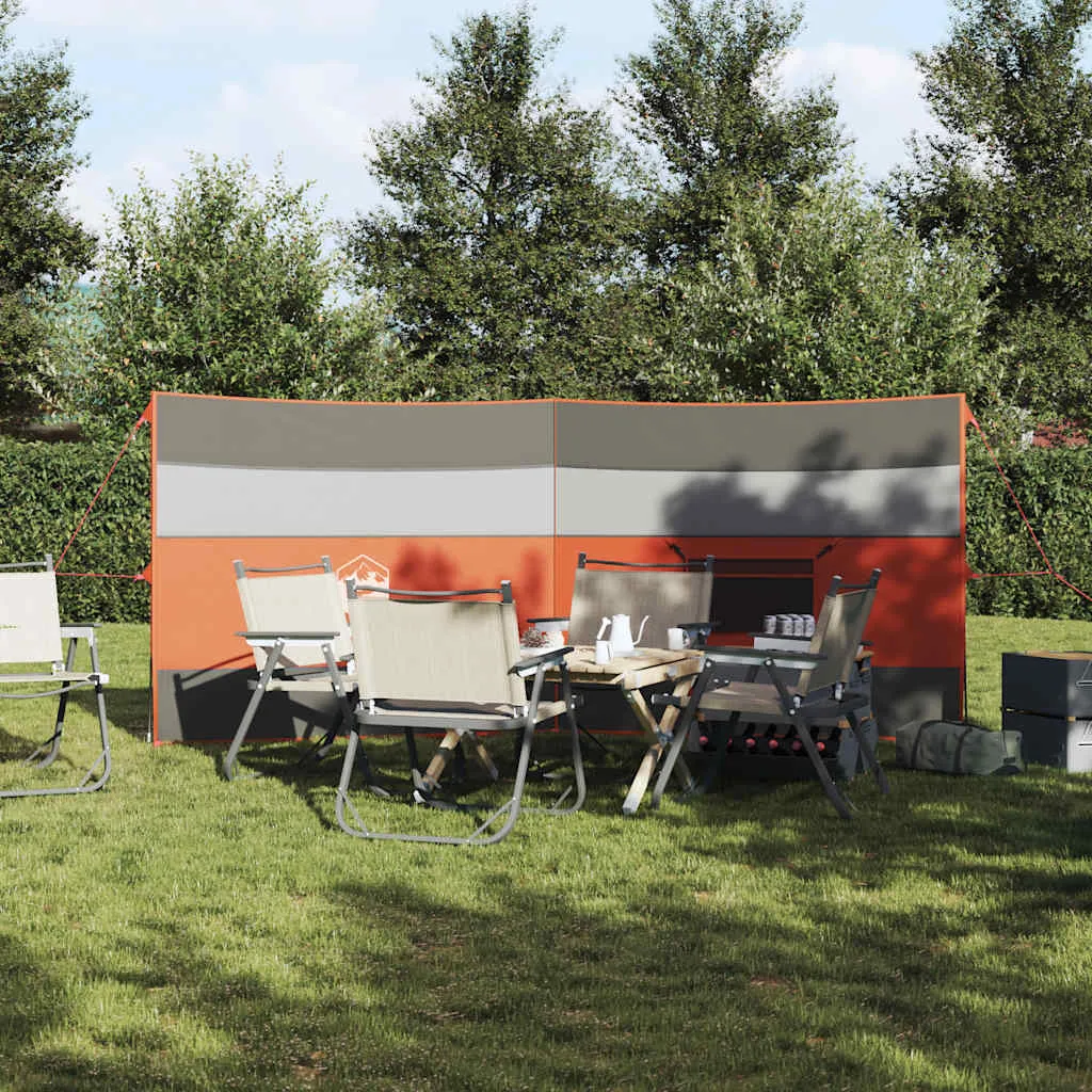 Camping Windbreak Grey and Orange 340x130 cm Waterproof