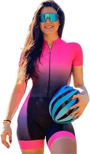 CYTSH Triathlon Women's Cycling Suit - Professional Team Short Sleeve Cycling Suit Breathable Bicycle One Piece Jumpsuit