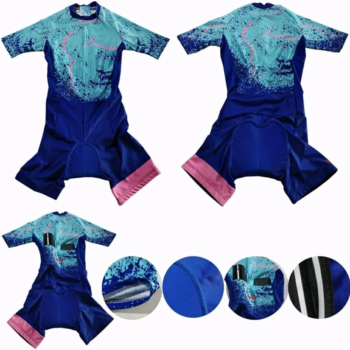 CYTSH Triathlon Women's Cycling Suit - Professional Team Short Sleeve Cycling Suit Breathable Bicycle One Piece Jumpsuit