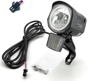 Ebike Headlight 12V-60V with 2 Pin Connector - LED Front Light for Night Riding, Electric Mountain &Electric Scooter - Wired Ebike Accessories (QD252-SM Plug)