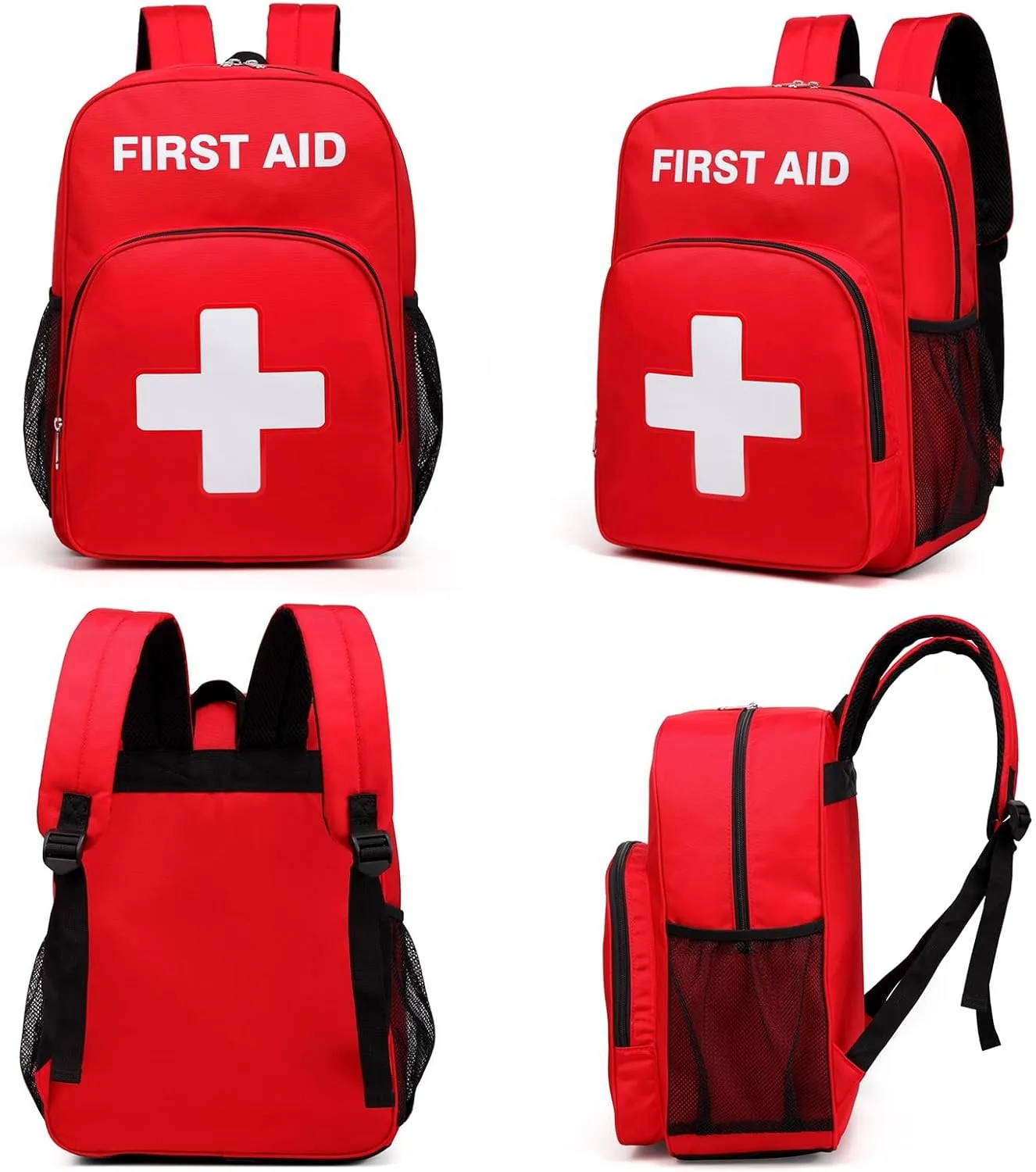 Gatycallaty First Aid Backpack Emergency Empty Waterproof Survival First Responder Trauma Bag Travel Home Outdoor Camping (Red, Pack of 3)