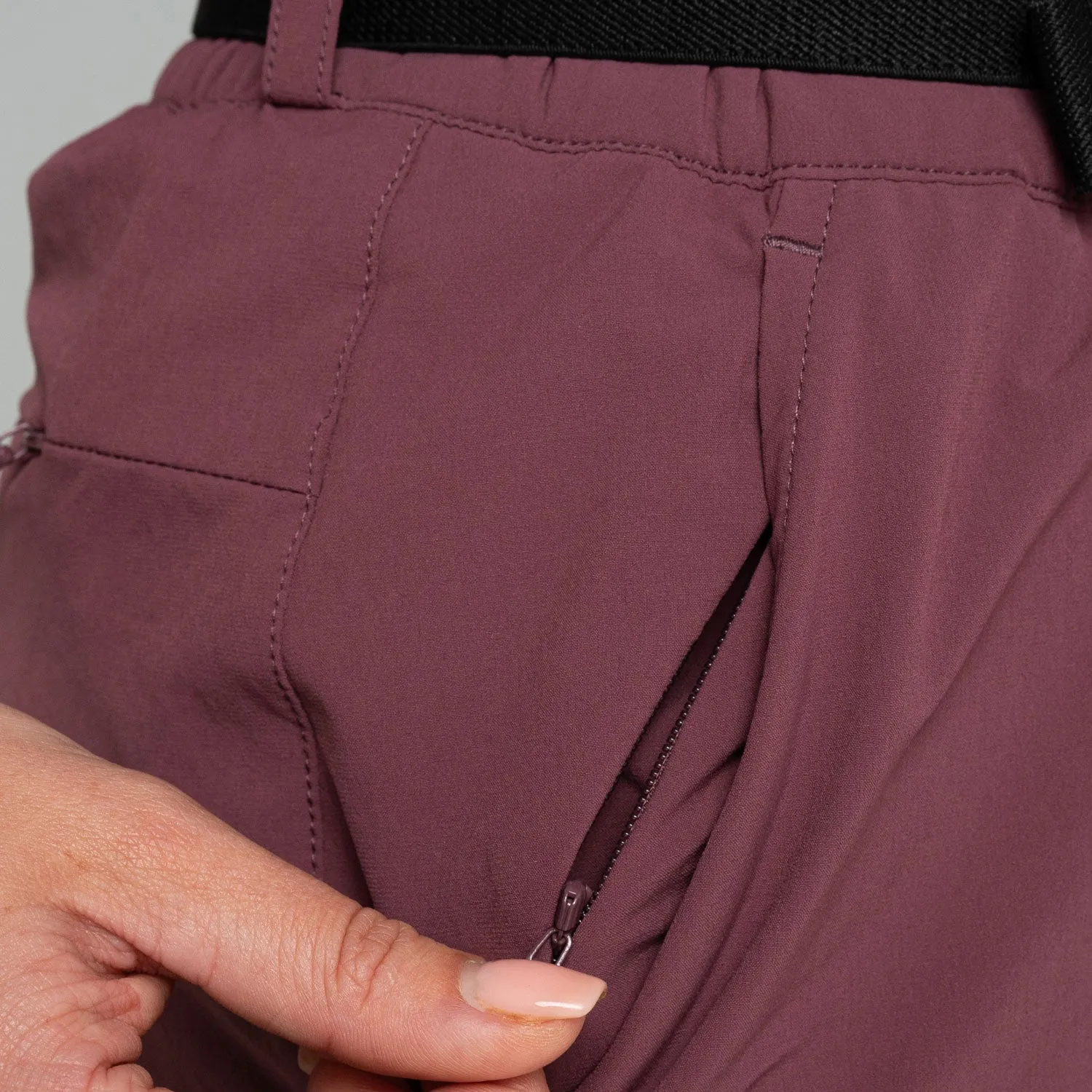 Impeccably Imperfect Womens Zip Off Pants Berry