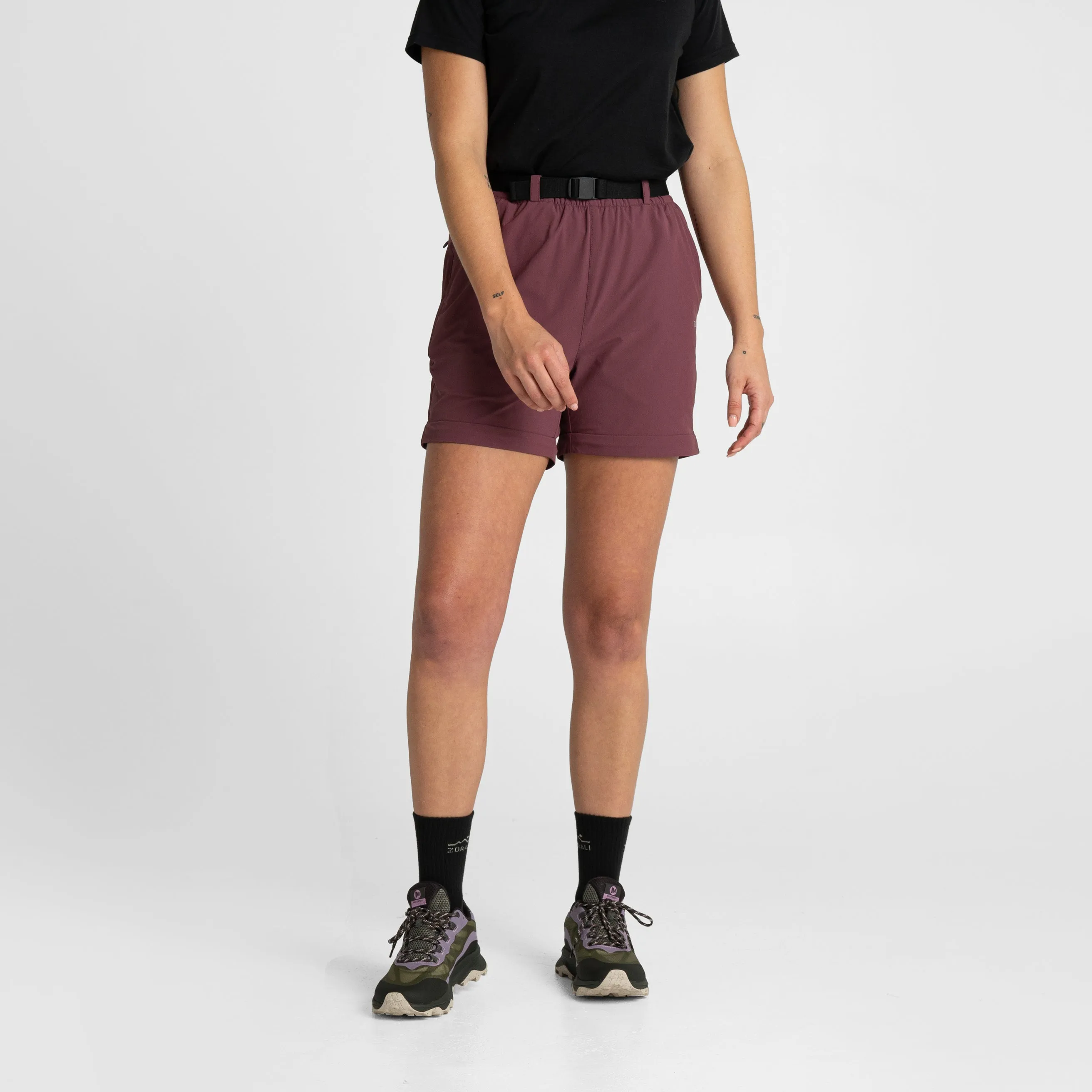 Impeccably Imperfect Womens Zip Off Pants Berry