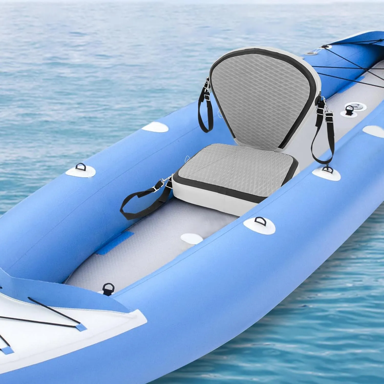 Inflatable Kayak Seat With Back Support And Adjustable Strap, Comfortable Thickened Sup Kayak Seats, Paddle Board Seat For Inflatable Boards Canoe Fishing Boat, Grey