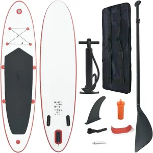 Inflatable Stand Up Paddle Board Set for Adventure on Water, Lightweight and Stable with Easy Assembly, Red and White