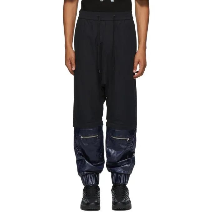 JERIH Black and Navy Zip-Off Lounge Pants