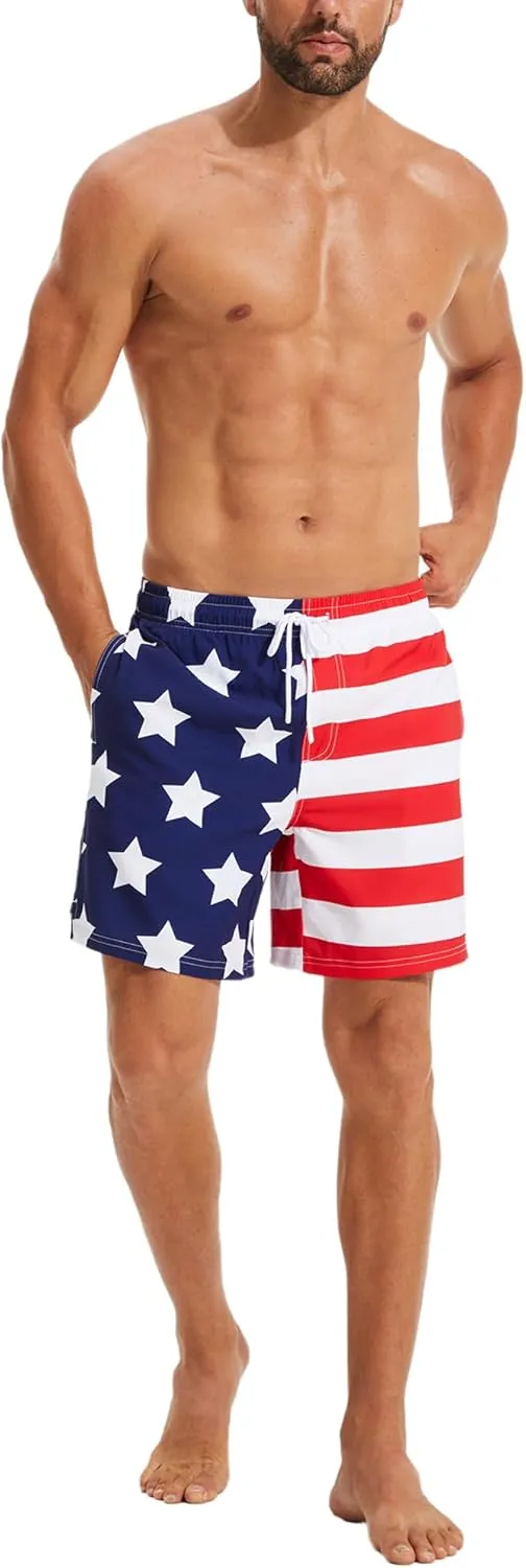 KAIUA SURF Mens Swim Trunks with Compression Liner 7 Inch Inseam Quick Dry Mens Swimming Shorts Bathing Suit