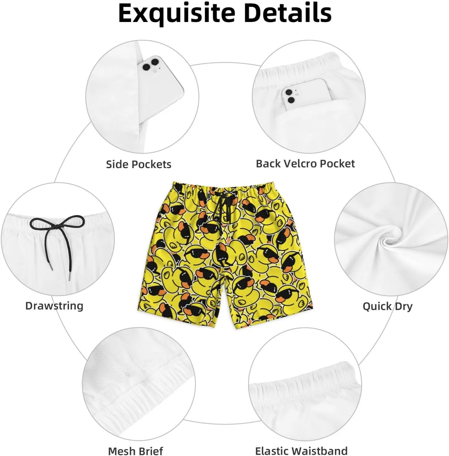 Mens Swim Trunks Quick Dry Swim Shorts with Mesh Lining Breathable Men's Beach Pants Swimwear Bathing Suits