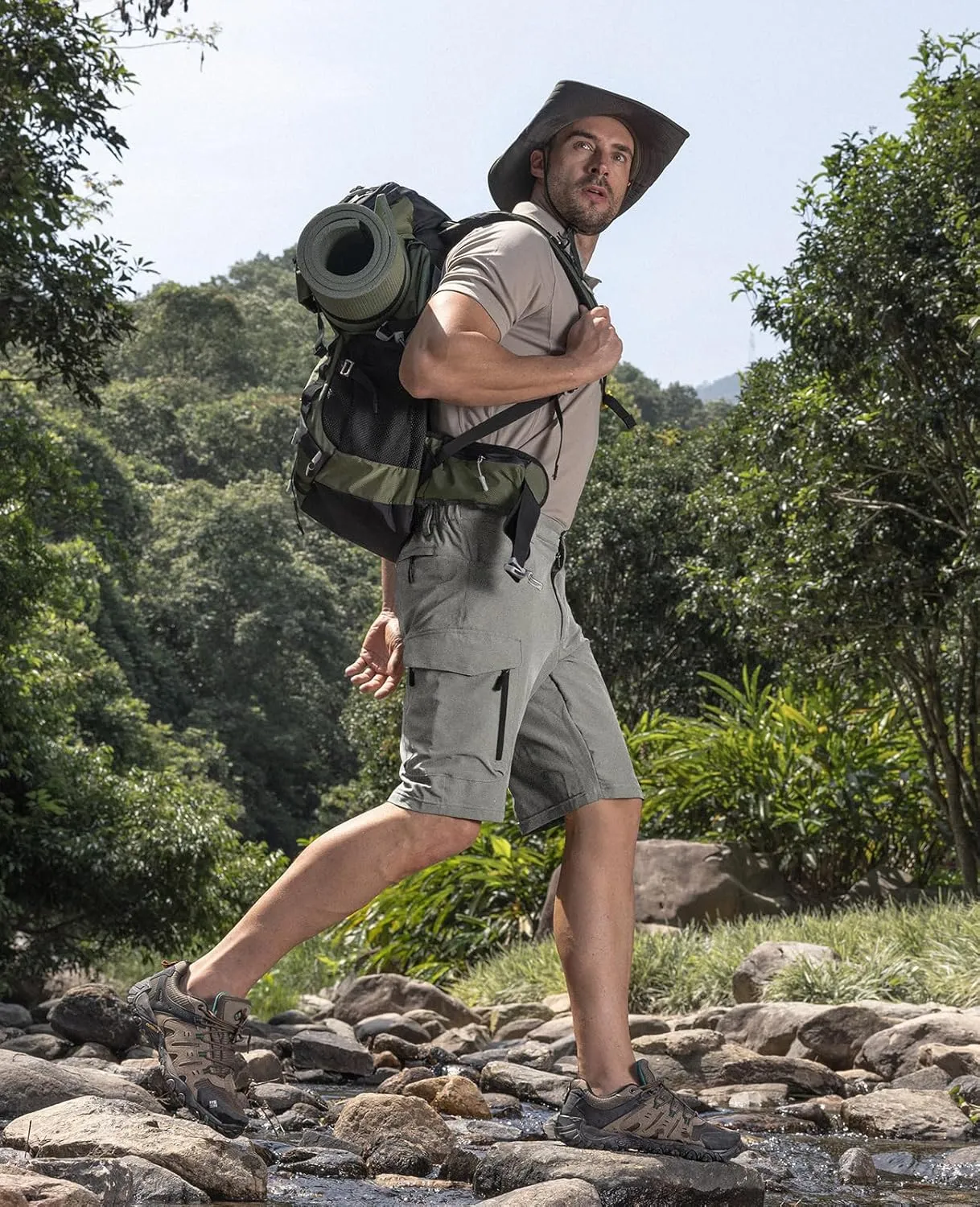 Moosehill Men's Hiking Cargo Shorts with 7 Pockets Quick Dry for Casual Work