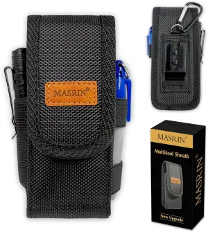 Multitool Sheath-EDC Pouch,Multi Tool Holster for Belt,Small Tactical Tool Pouch Accessories,Organizer Sheath Compatible with Multi Tool Case with Leather Logo and Belt Clip for Man