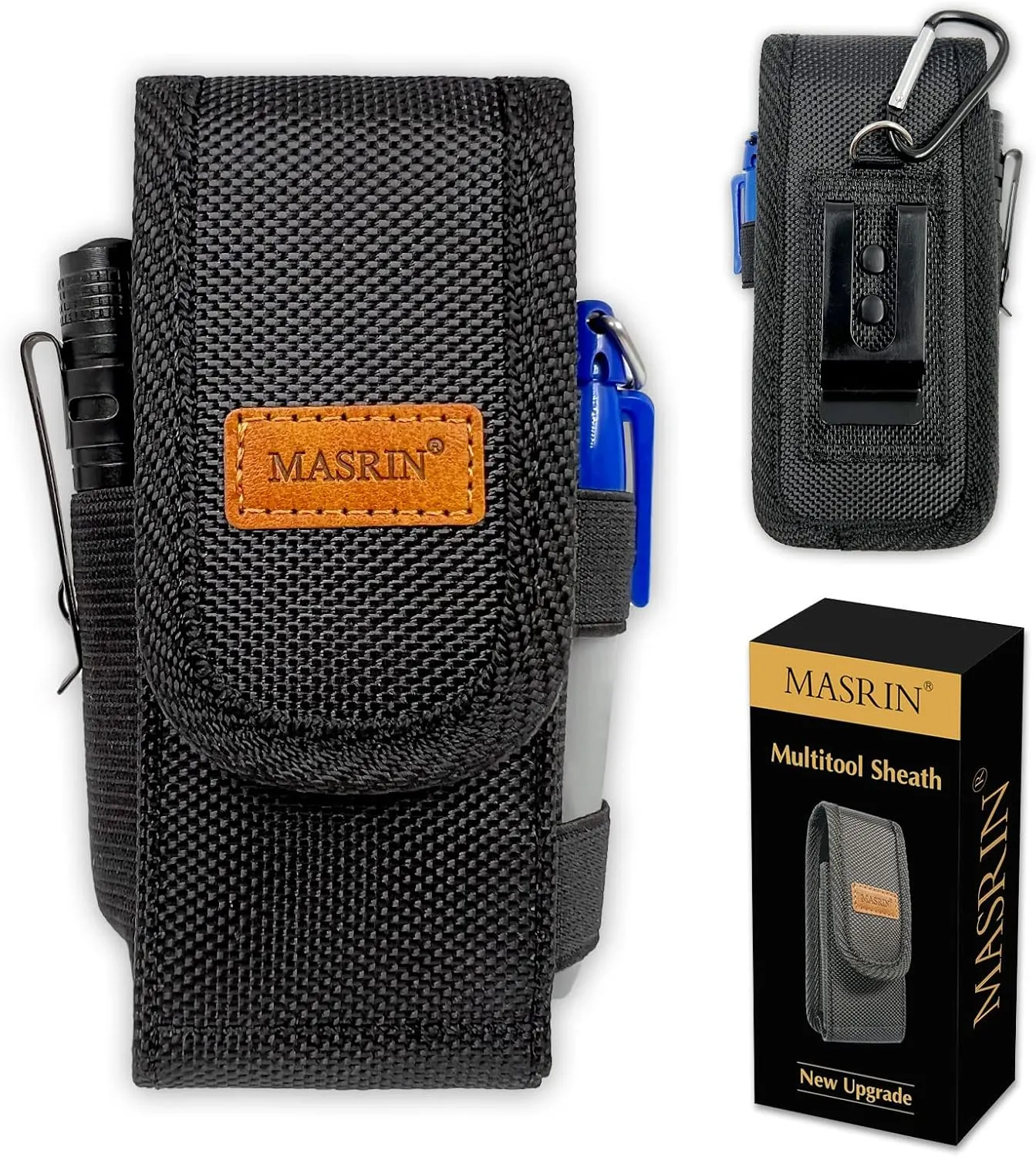 Multitool Sheath-EDC Pouch,Multi Tool Holster for Belt,Small Tactical Tool Pouch Accessories,Organizer Sheath Compatible with Multi Tool Case with Leather Logo and Belt Clip for Man