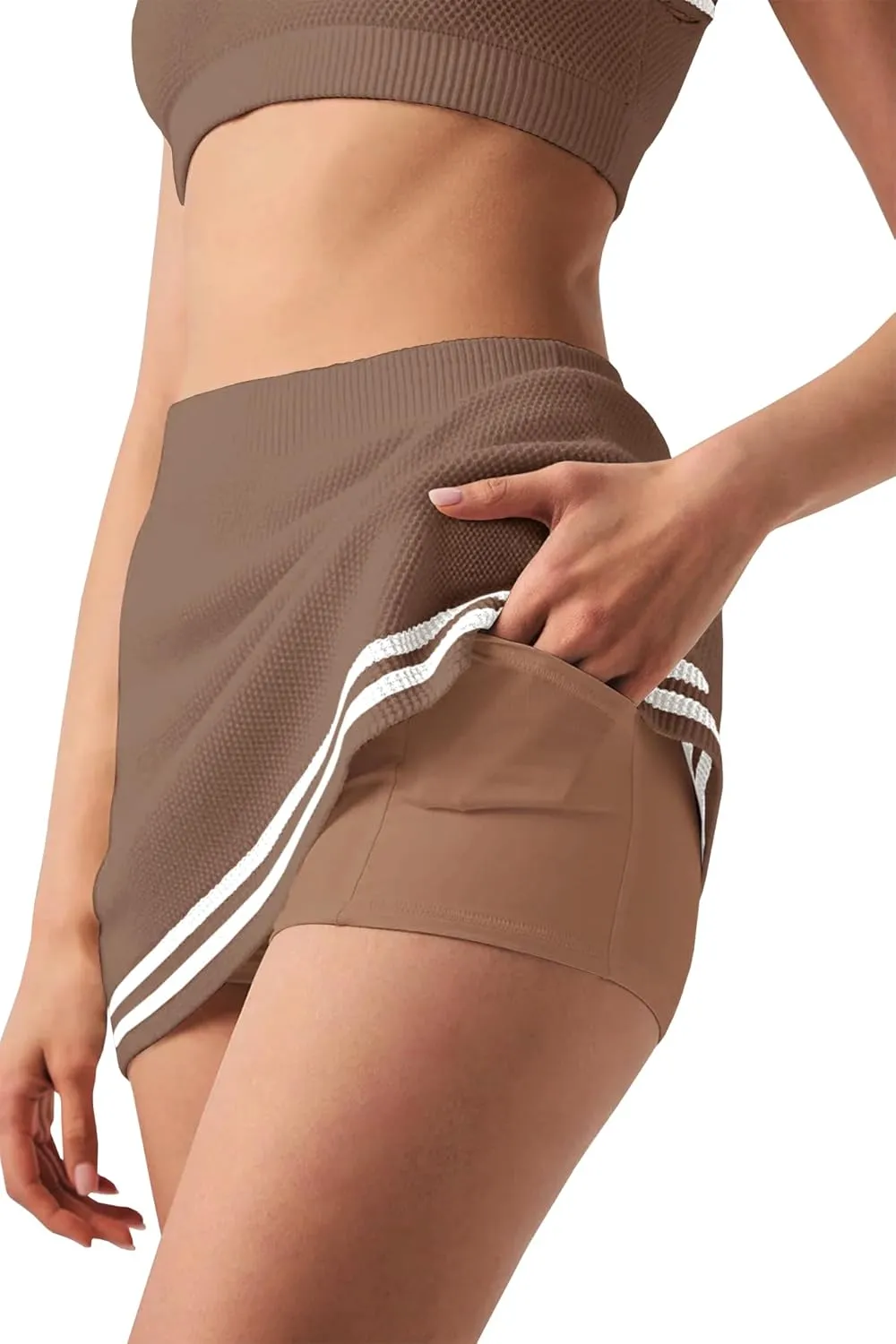 Panadila Womens 2 Piece Skirt Set Workout Outfits Tennis Skorts with Built-in Shorts and Sports Bra Gym Yoga
