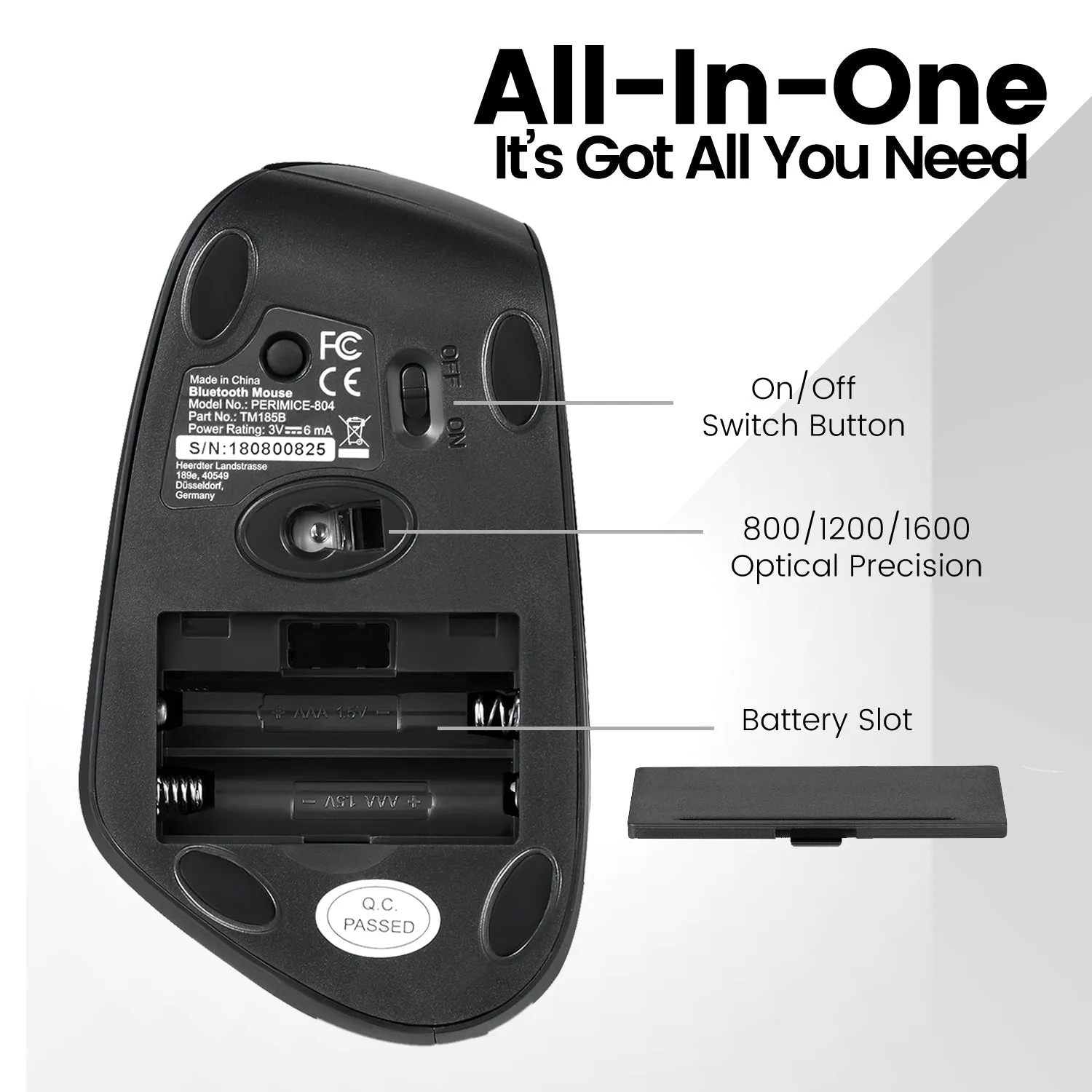 PERIMICE-804 Bluetooth Ergonomic Vertical Mouse