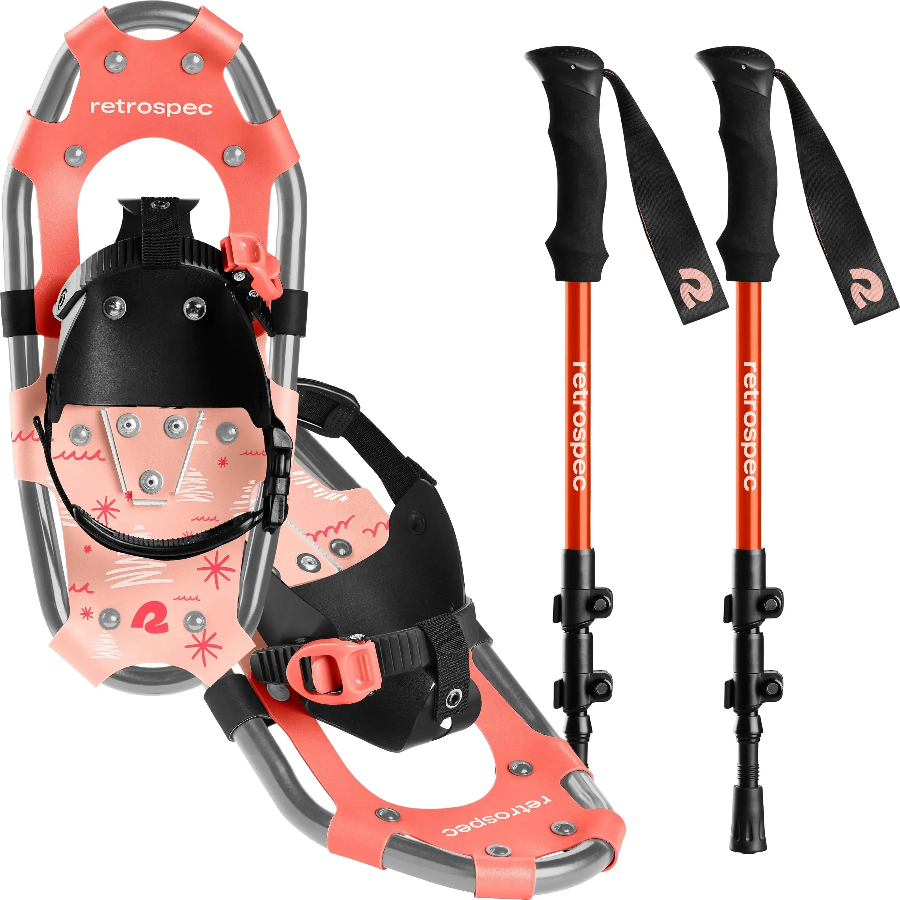 Retrospec Drifter Kids' Snowshoe Bundle with Trekking Poles