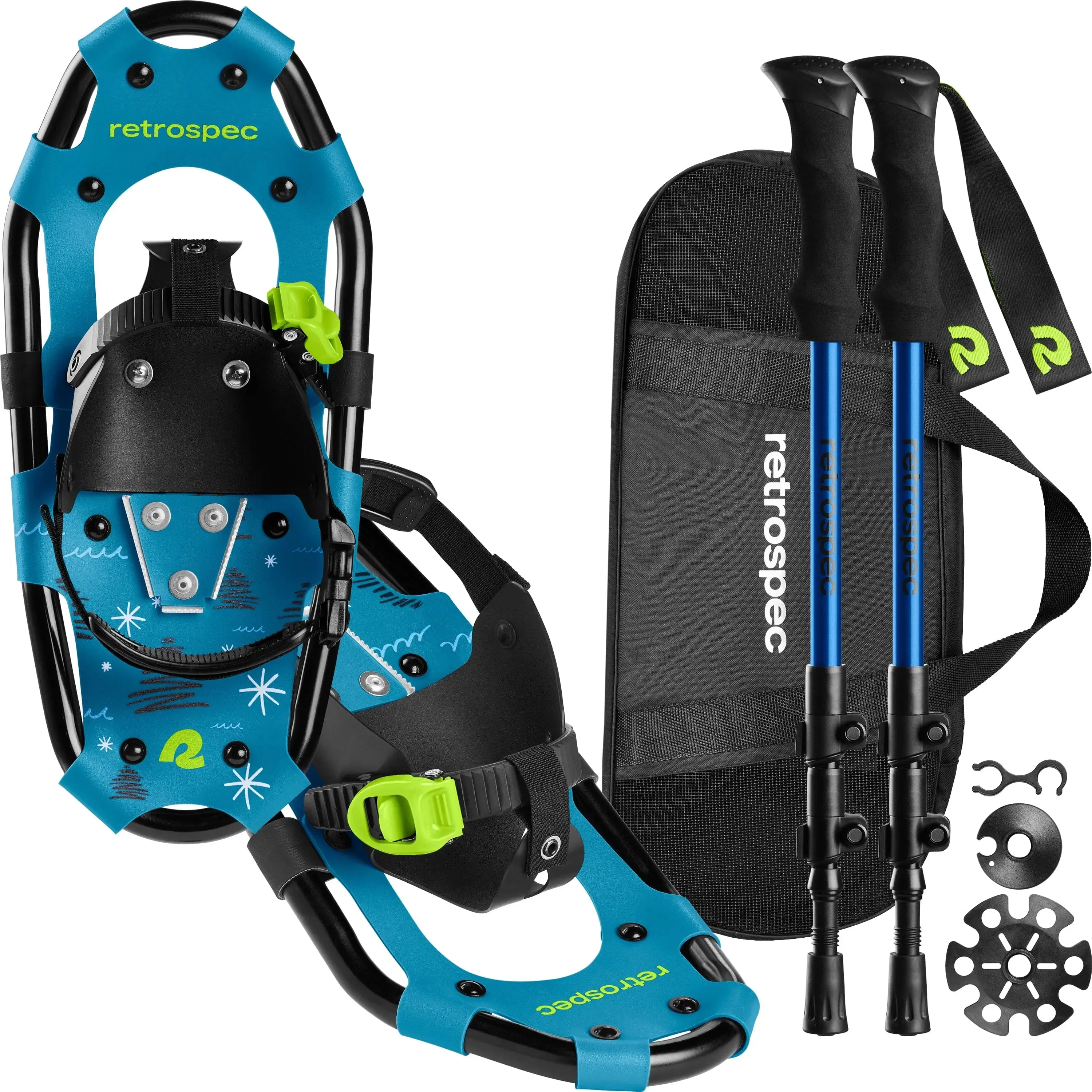 Retrospec Drifter Kids' Snowshoe Bundle with Trekking Poles