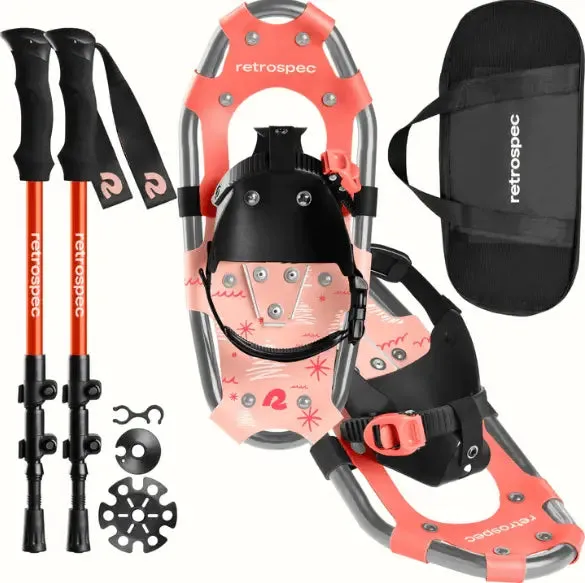 Retrospec Drifter Kids' Snowshoe Bundle with Trekking Poles
