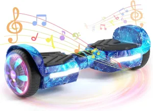 Scooter, Bluetooth Speakers and LED Light-Up Wheels, APP Control, Dual 250W Motors, 8.5 mph Max Speed & 8.5 Miles Max Range, Gifts for Kids Adults Girls Boys