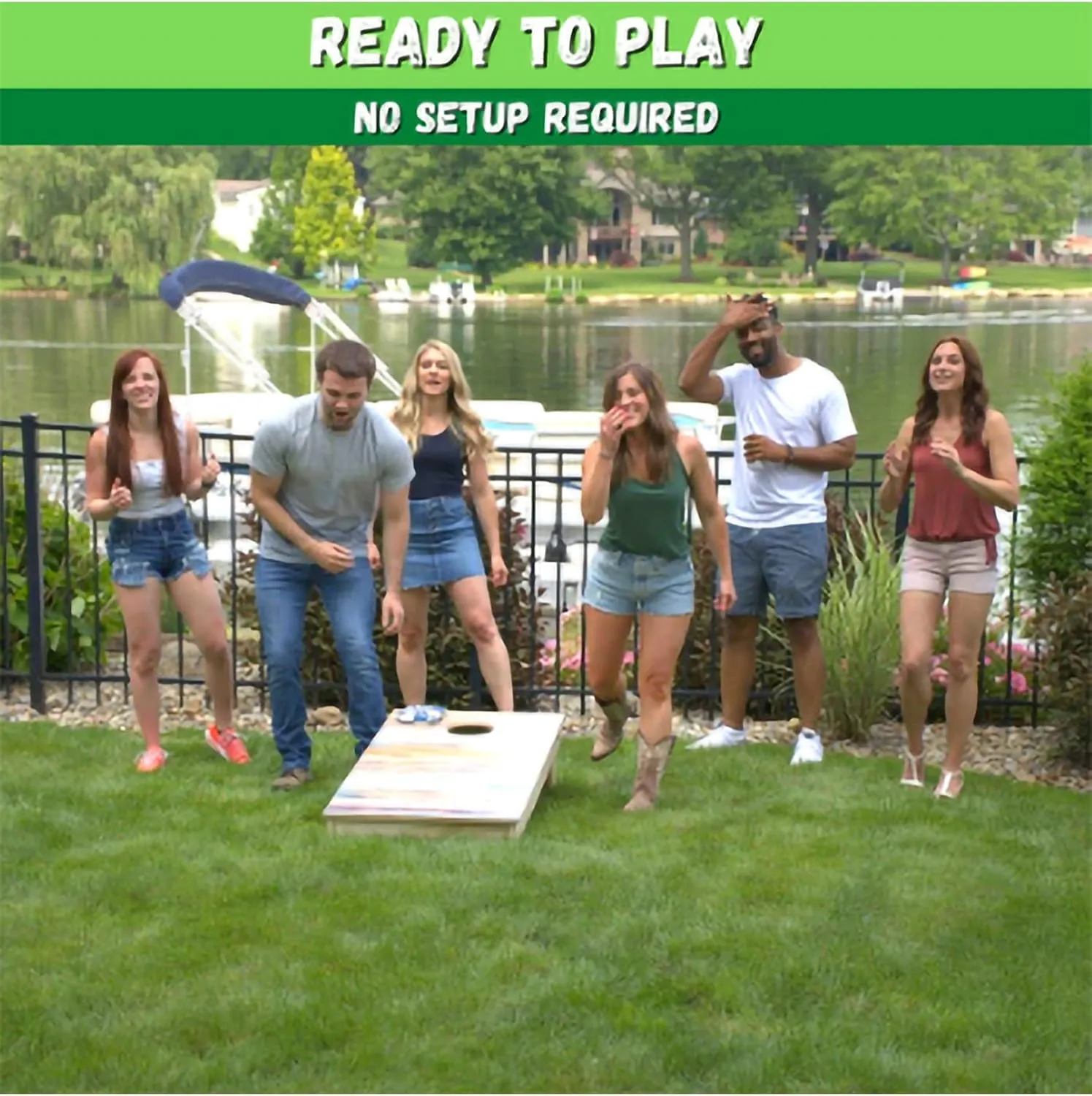 Slick Woody's Professional-Grade Cornhole Boards - 4'x2' Solid Wood Regulation Woodgrain Flag Corn Hole Toss Game with 8 Resin Filled Bags