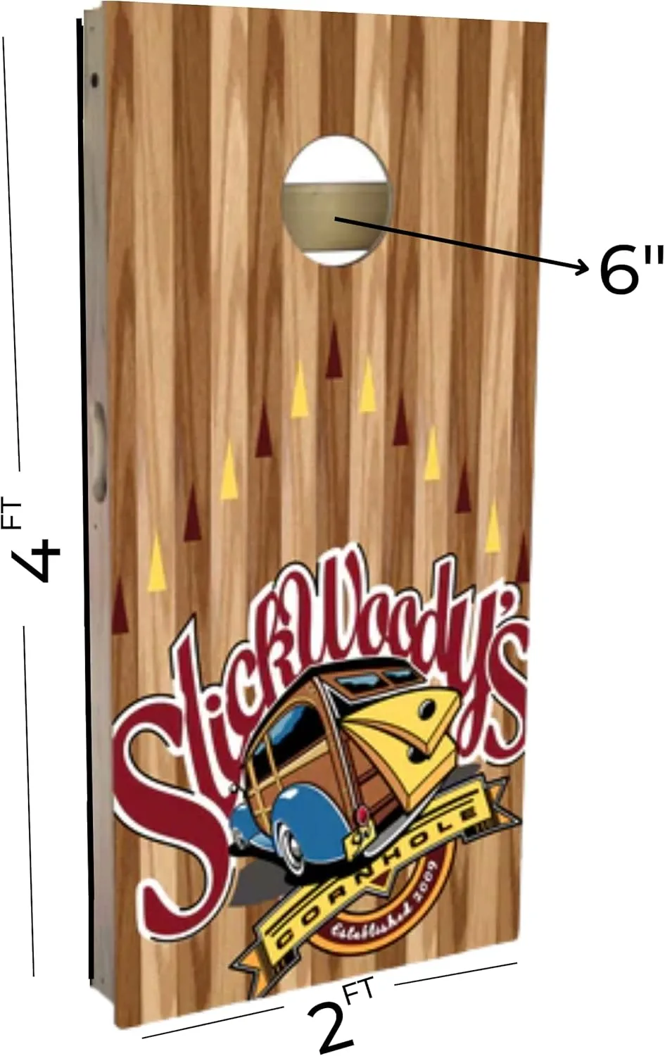 Slick Woody's Professional-Grade Cornhole Boards - 4'x2' Solid Wood Regulation Woodgrain Flag Corn Hole Toss Game with 8 Resin Filled Bags
