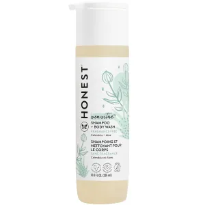 The Honest Company 2-in-1 Cleansing Shampoo   Body Wash for Sensitive Skin | Gentle for Baby | Naturally Derived, Tear-free, Hypoallergenic | Fragrance Free, 10 fl oz