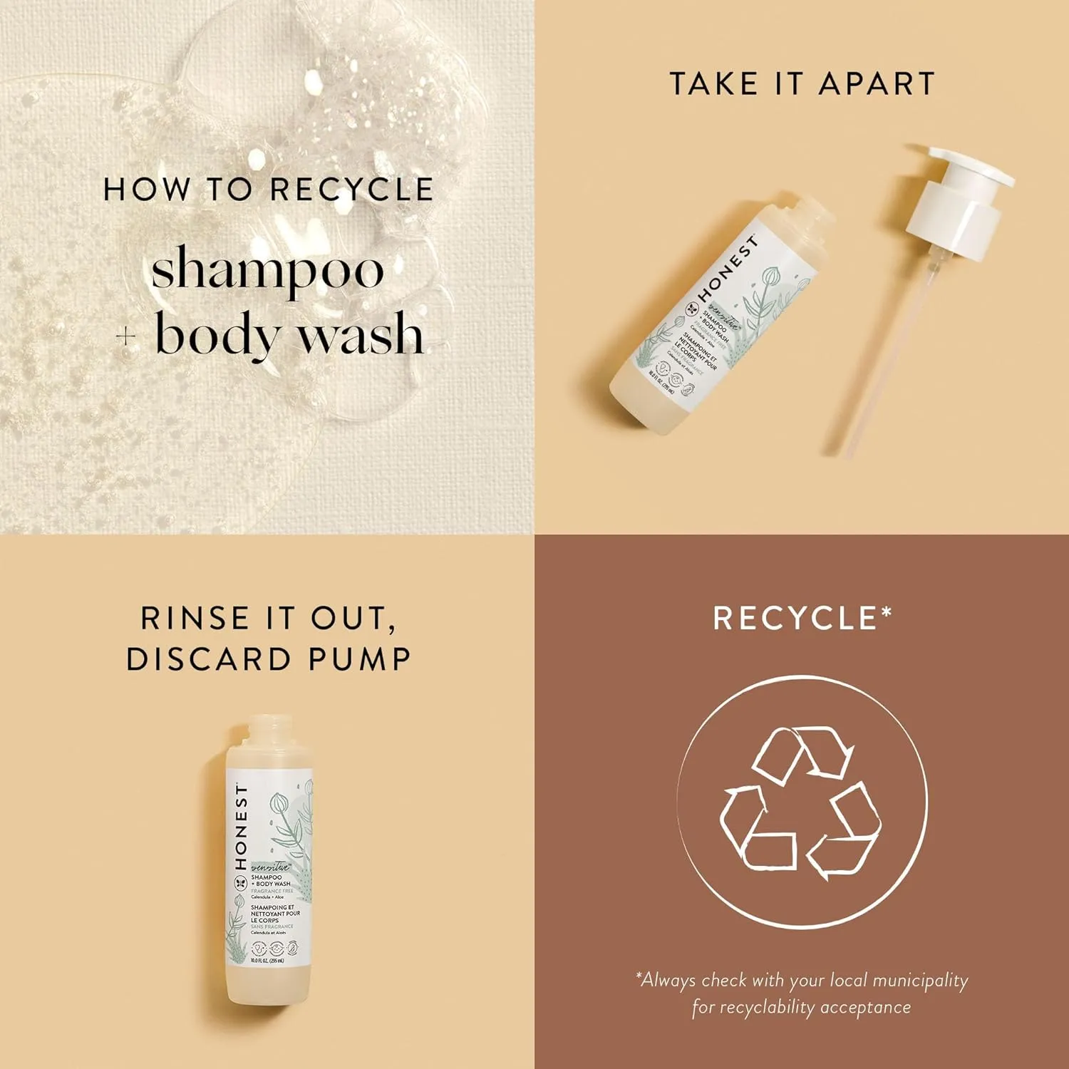 The Honest Company 2-in-1 Cleansing Shampoo   Body Wash for Sensitive Skin | Gentle for Baby | Naturally Derived, Tear-free, Hypoallergenic | Fragrance Free, 10 fl oz
