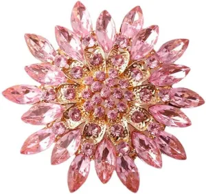 Vintage Rhinestone Sunflower Brooch Pin Stylish Crystal Flower Shape Brooch Pin Elegant Clothing Hat Bag Accessories Jewerly for Women
