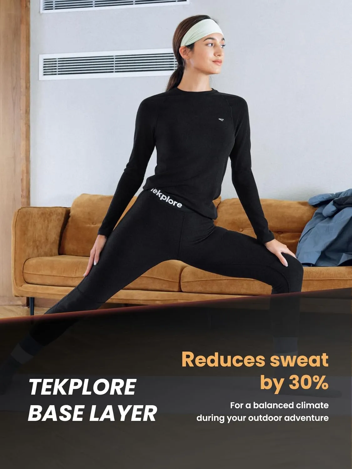 Womens Smart Thermal Base Layer - Long Sleeve Shirt with Temperature Regulation for Athletic, Golf, Workout
