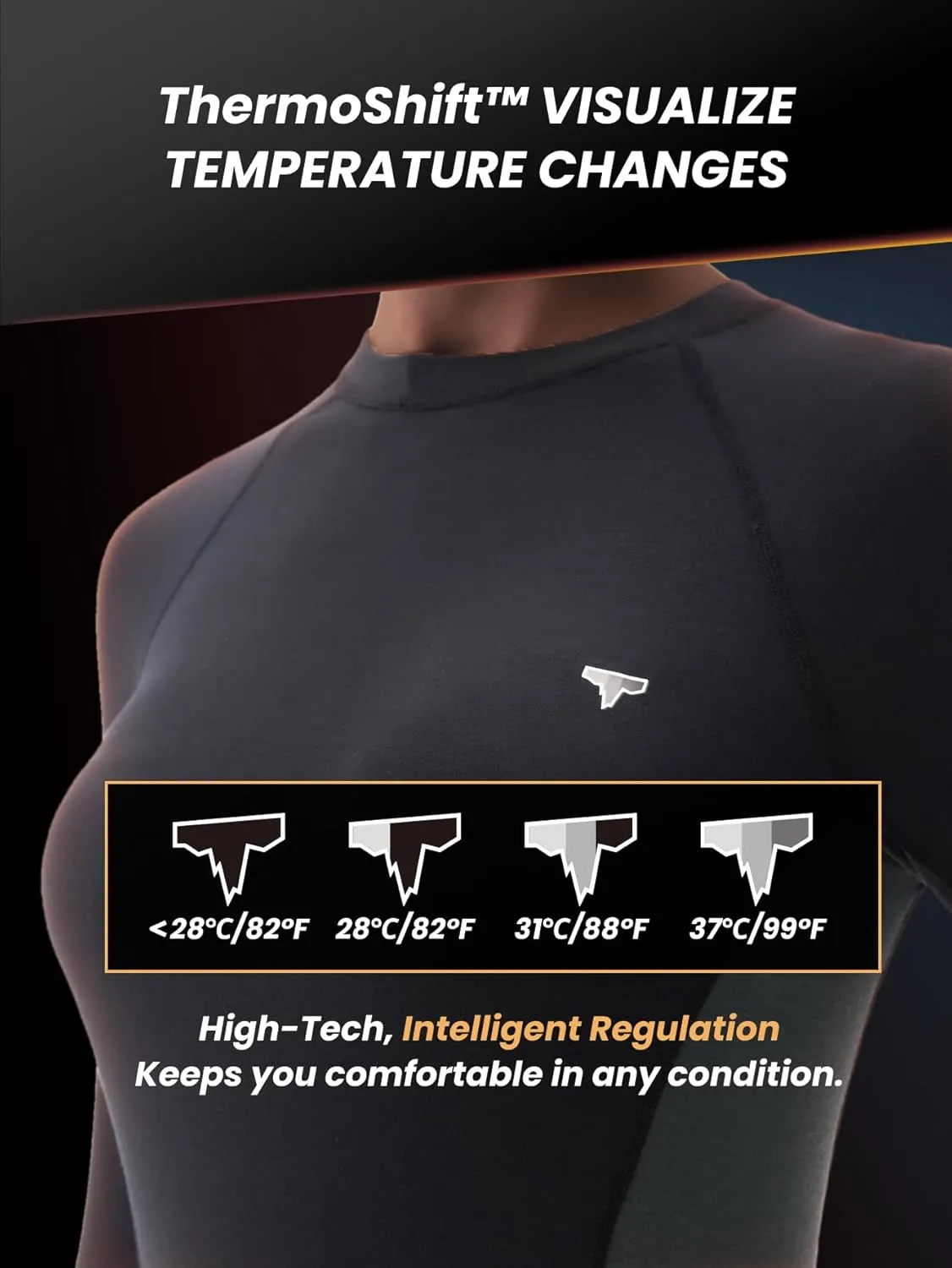 Womens Smart Thermal Base Layer - Long Sleeve Shirt with Temperature Regulation for Athletic, Golf, Workout