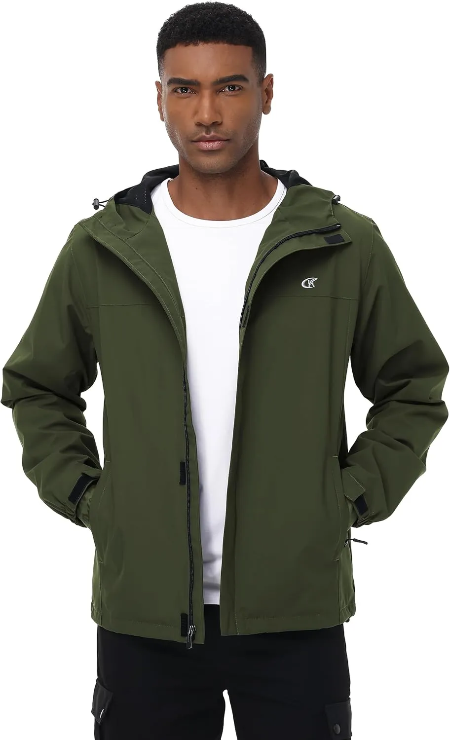 YuKaiChen Mens Rain Jacket Waterproof Hooded Windbreaker Jacket Lightweight Outdoor Hiking Shell Coat