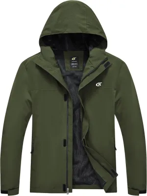 YuKaiChen Mens Rain Jacket Waterproof Hooded Windbreaker Jacket Lightweight Outdoor Hiking Shell Coat
