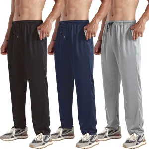 ZH 3-Pack Men's Mesh Jogger Pants, Comfortable Athletic Pants with Pockets for Active Wear, Lightweight & Breathable S-3XL